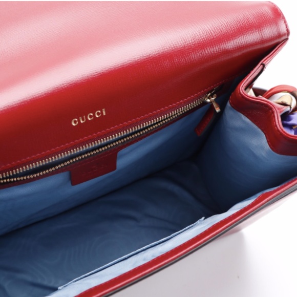 SOLD - Gucci Red Leather Shoulder Bag with Scarf - Picture 9 of 14